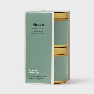 Room Essentials Grove 3oz Tin Candles 4 Gift Sets 8 Total Mandarin Basil